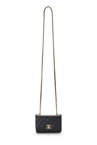 Black Quilted Lambskin Trendy 'CC' Wallet on Chain (WOC), , large