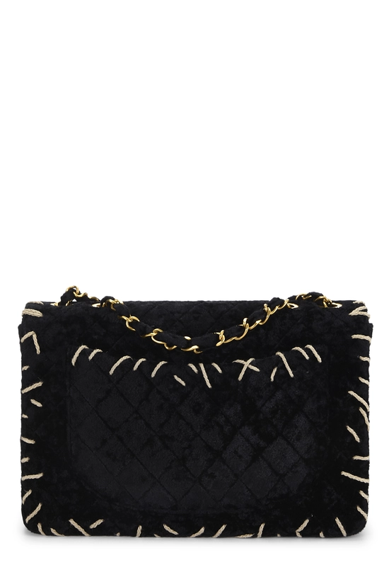 Black Crushed Velvet Whipstitch Half Flap Jumbo, , large image number 3