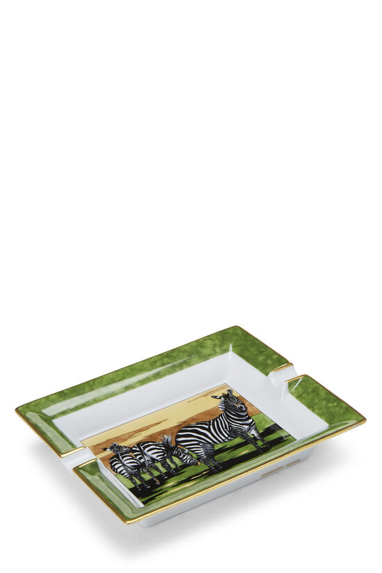 Green & Multicolor Porcelain Zebra Ashtray, , large image number 2