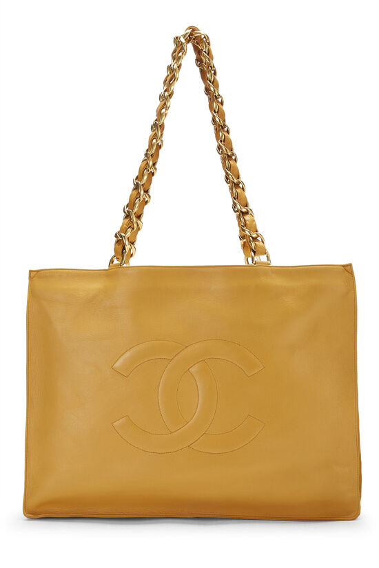 Yellow Lambskin Flat Chain Handle Tote, , large image number 1