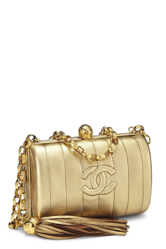 Gold Lambskin 'CC' Evening Bag, , large image number 2