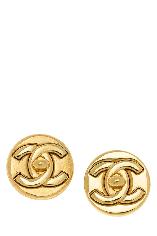 Gold 'CC' Turnlock Circle Earrings, , large image number 0