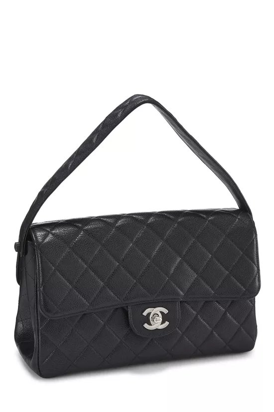 Black Quilted Caviar Double Sided Classic Flap Medium, , large image number 1