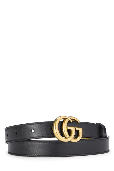Black Leather GG Marmont Belt