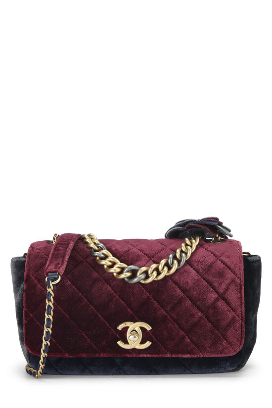 Paris-Cosmopolite Tricolor Velour Private Affair Camellia Flap Bag Medium, , large image number 0