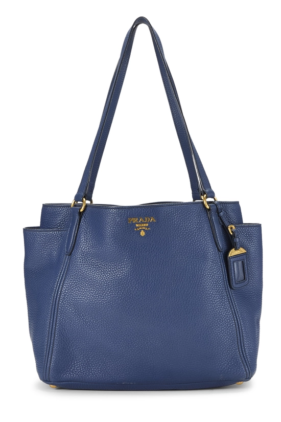 Blue Vitello Daino Side Pocket Tote, , large image number 0