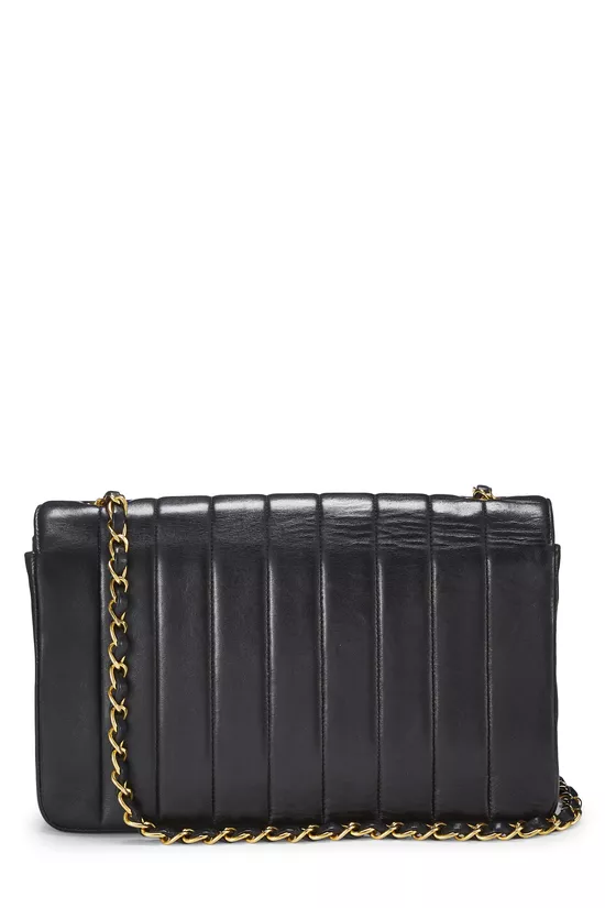 Black Lambskin Vertical Border Half Flap Medium, , large image number 3