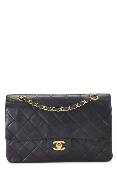 Navy Quilted Lambskin Classic Double Flap Medium