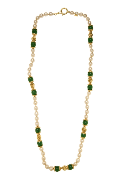 Gold Gripoix & Faux-Pearl Necklace