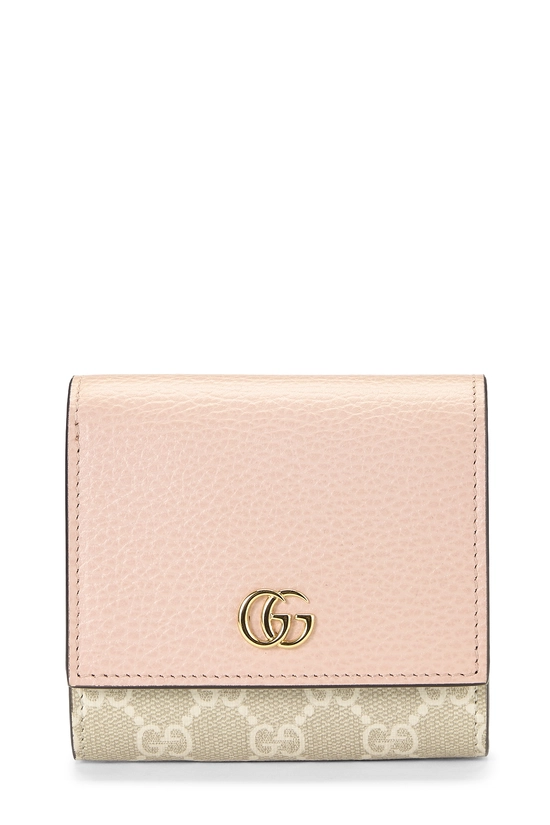Pink GG Supreme Marmont Compact Wallet, , large image number 0