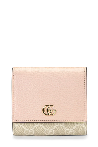 Pink GG Supreme Marmont Compact Wallet