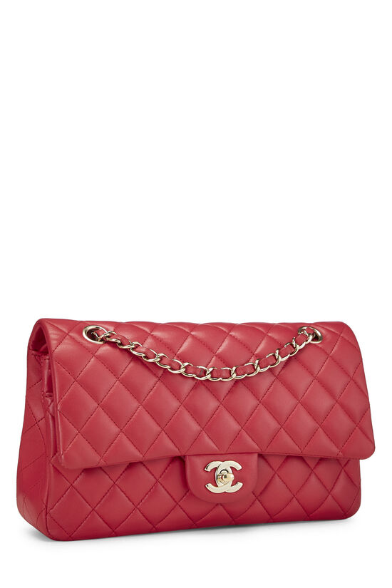 Red Quilted Lambskin Classic Double Flap Medium