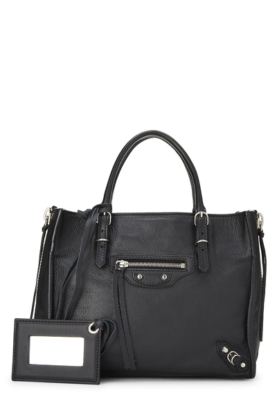 Black Calfskin Papier A4 Zip Around Tote