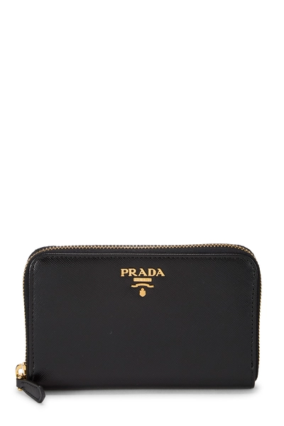 Black Saffiano Zip Around Wallet Small
