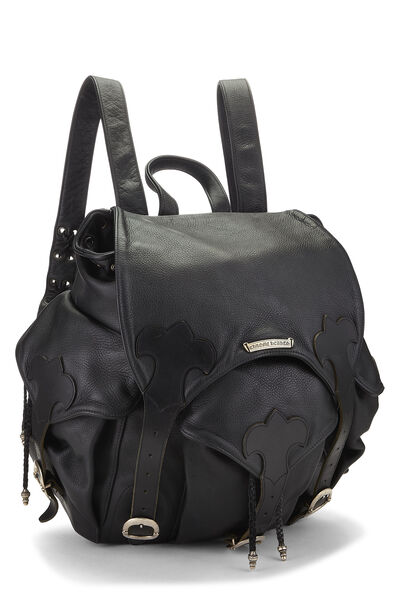 Black Leather Gunslinger Backpack, , large