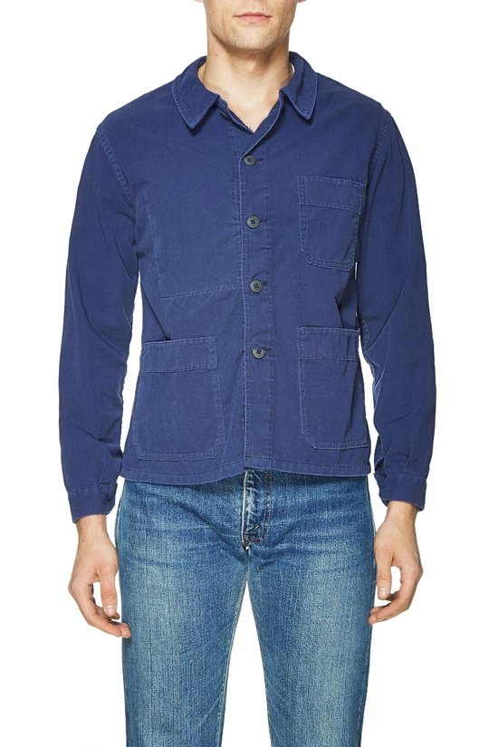 Indigo Blue Canvas French Chore Jacket, , large image number 0