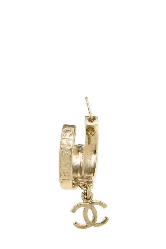 Gold Crystal 'CC' Hoop Earrings, , large image number 3