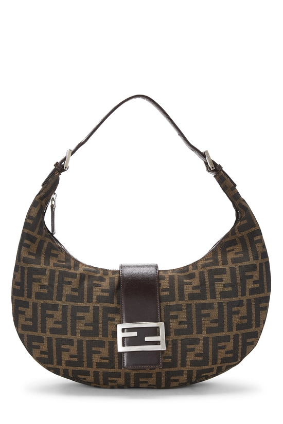 Brown Zucca Canvas Crescent Moon Hobo Small, , large image number 0