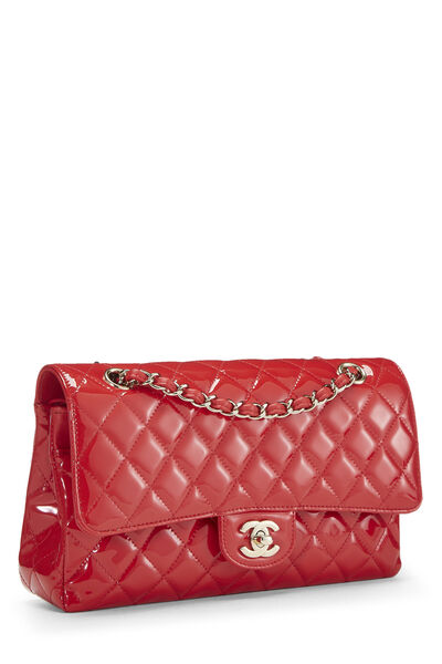 Red Quilted Patent Leather Classic Double Flap Medium, , large