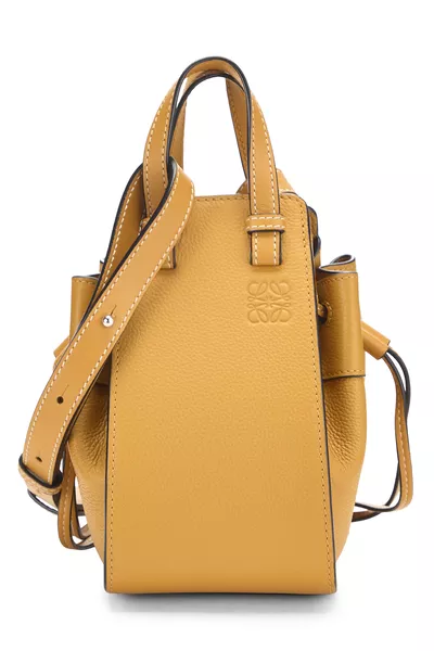 Yellow Calfskin Hammock Drawstring Bag Mini