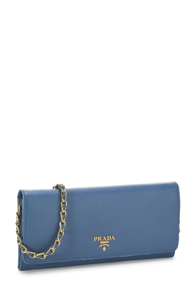 Prada Blue Saffiano Leather Wallet On Chain (WOC) — photo 2