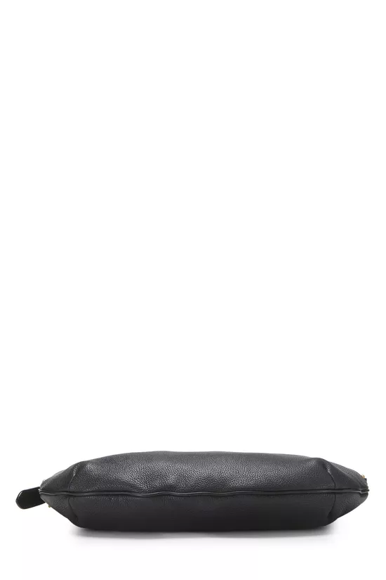 Black Leather Logo Half Moon Hobo, , large image number 4