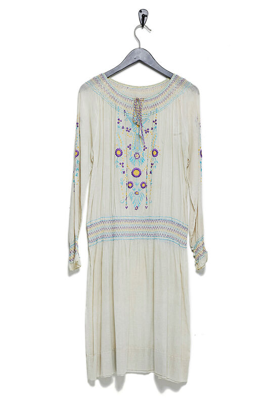 1920s Hungarian Embroidered Cotton Dress , , large image number 0