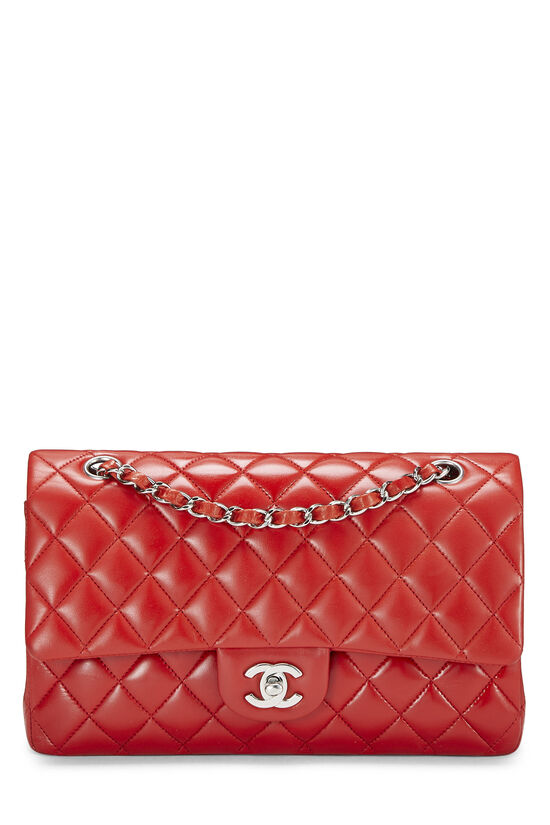 Chanel Red Quilted Lambskin Classic Jumbo Double Flap Bag