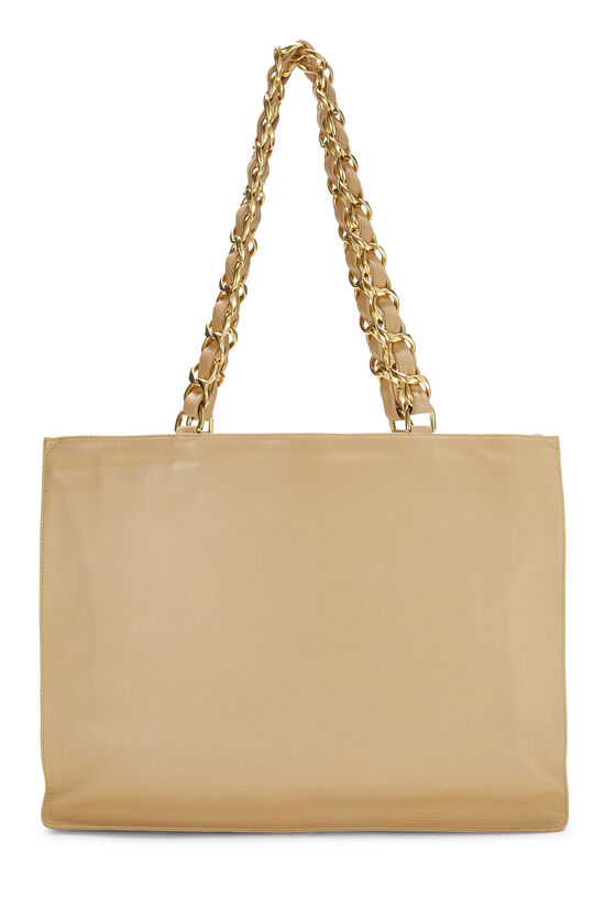 Beige Lambskin CC Flat Chain Handle Tote, , large image number 5