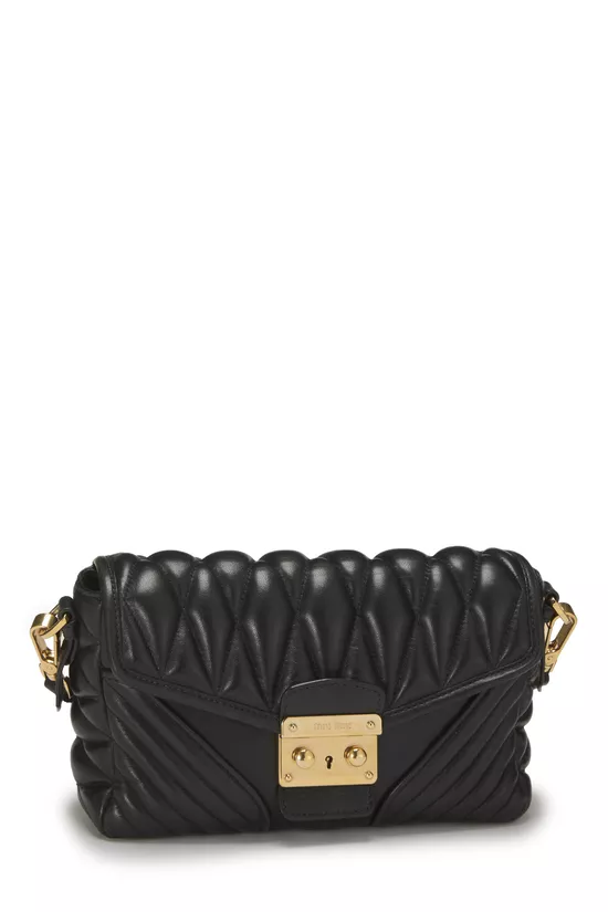 Black Nappa Matelass&eacute; Biker Shoulder Bag, , large image number 1