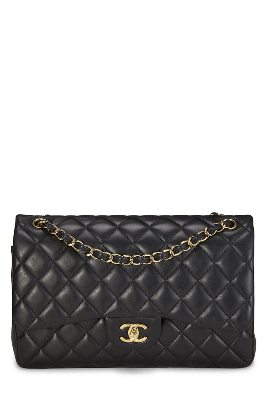 Black Quilted Lambskin Classic Double Flap Jumbo, , large image number 0