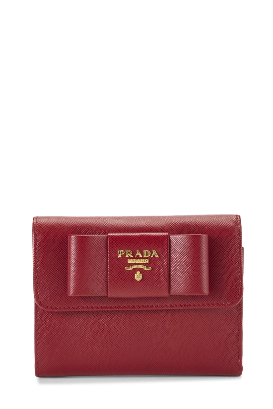 Red Saffiano Bow Compact Wallet, , large image number 0