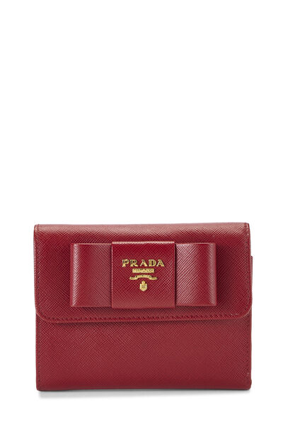 Red Saffiano Bow Compact Wallet