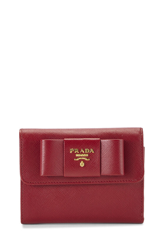 Red Saffiano Bow Compact Wallet, , large image number 0