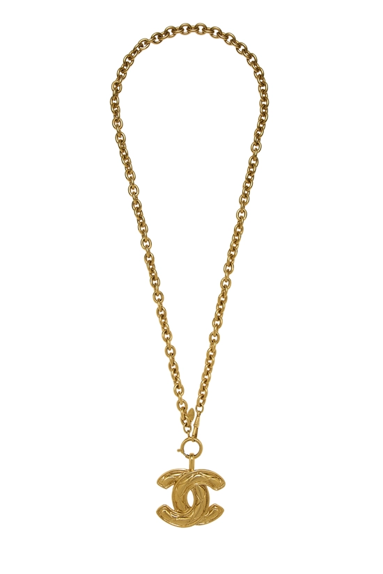 Gold Quilted 'CC' Necklace Large, , large image number 0