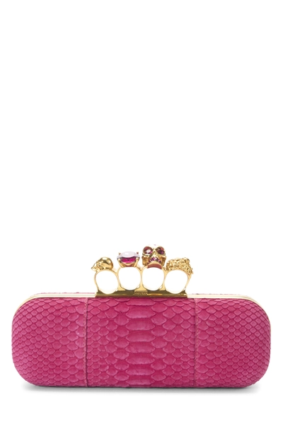 Pink Python Knuckle Clutch