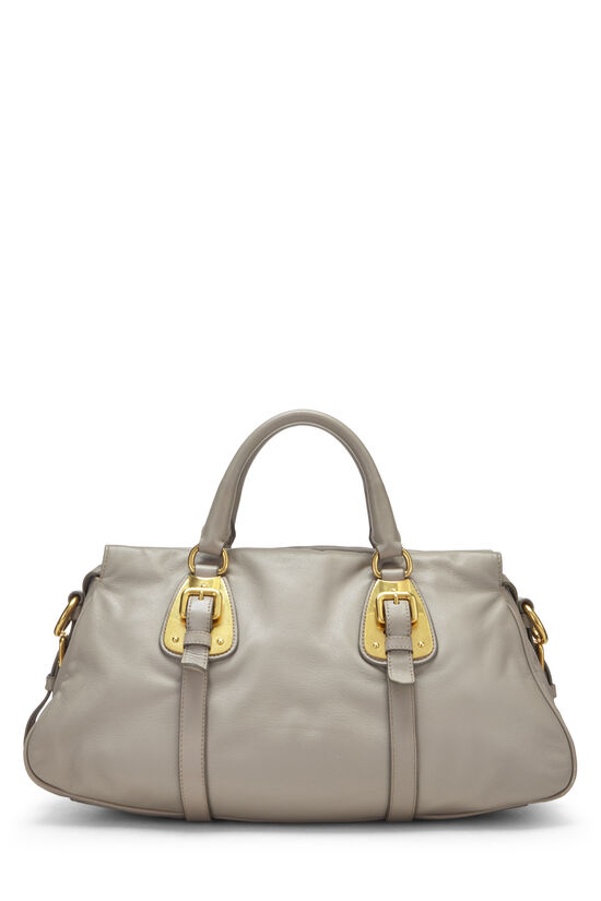 Grey Calfskin Convertible Buckle Handbag , , large image number 4