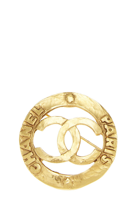Gold Engraved 'CC' Round Pin Large, , large image number 0