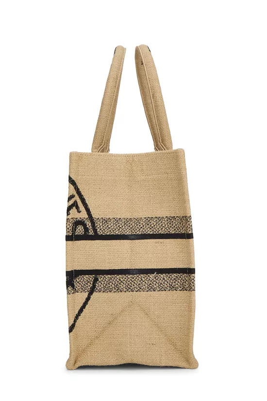 Beige Embroidered Jute Book Tote Medium, , large image number 2
