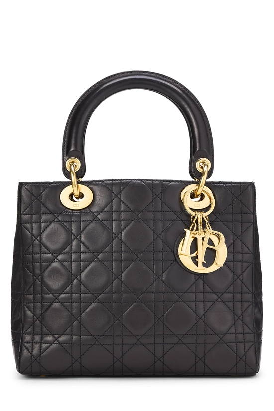 Black Cannage Quilted Lambskin Lady Dior Medium, , large image number 0