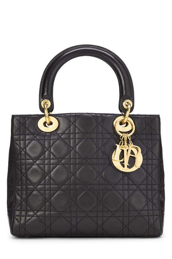 Black Cannage Quilted Lambskin Lady Dior Medium, , large image number 0