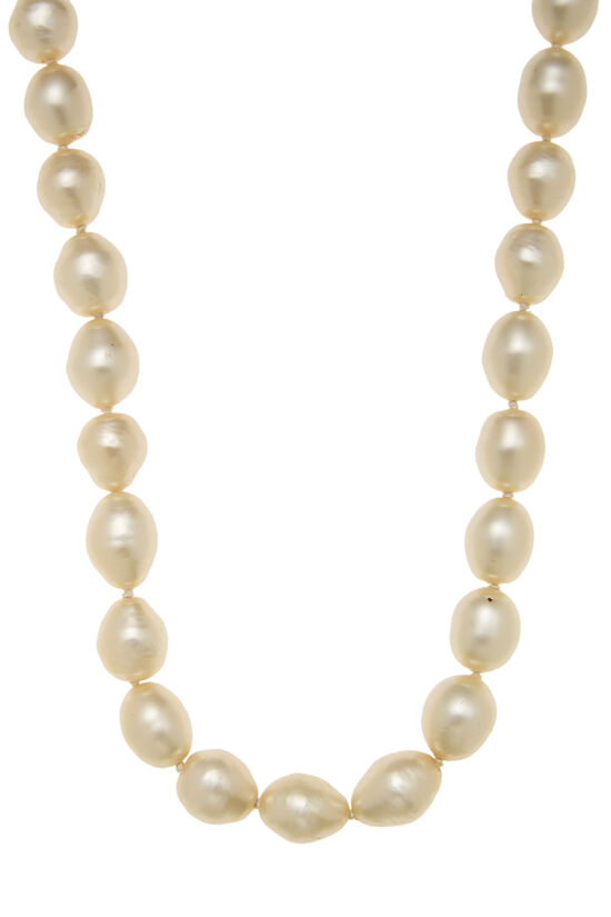 Gold & Faux Pearl Necklace, , large image number 1