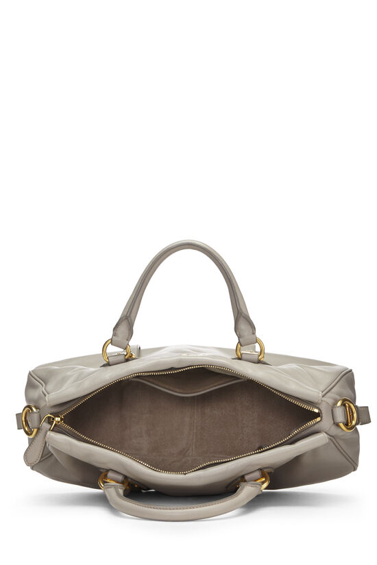Prada Grey Calfskin Convertible Buckle Handbag QNB28N3PEB000