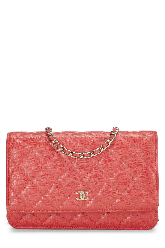 Red Quilted Caviar Classic Wallet on Chain (WOC), , large image number 0