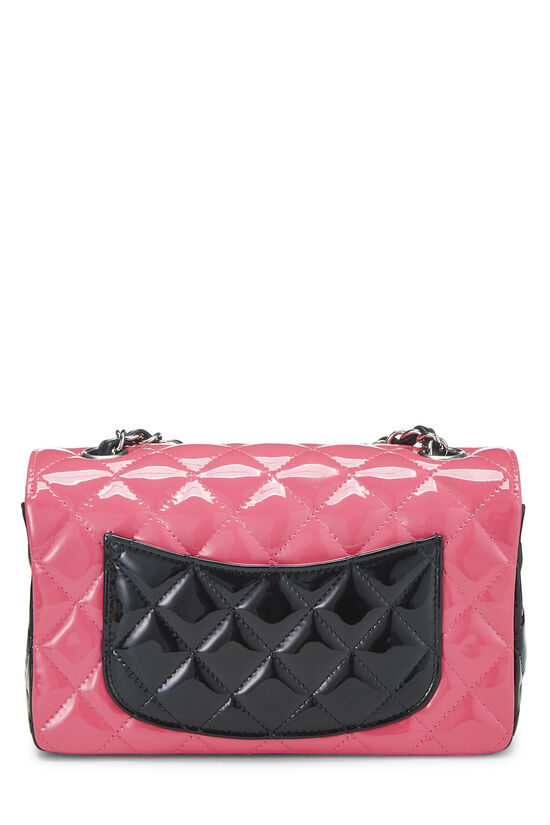 Pink & Black Quilted Patent Leather Rectangular Flap Mini, , large image number 4