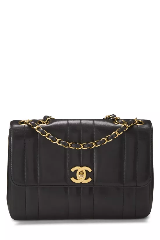 Black Lambskin Vertical Flap Small, , large image number 0