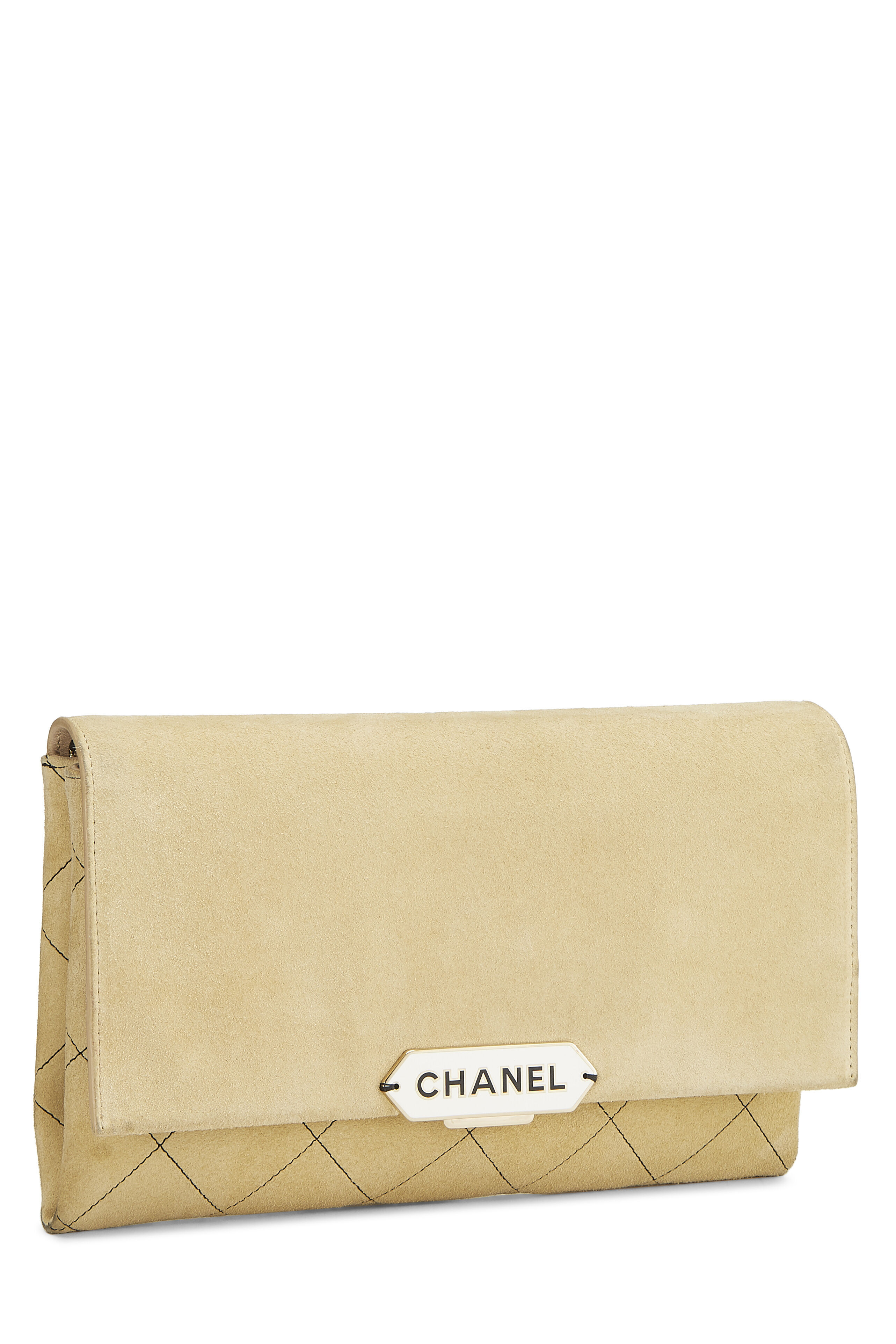 beige suede clutch