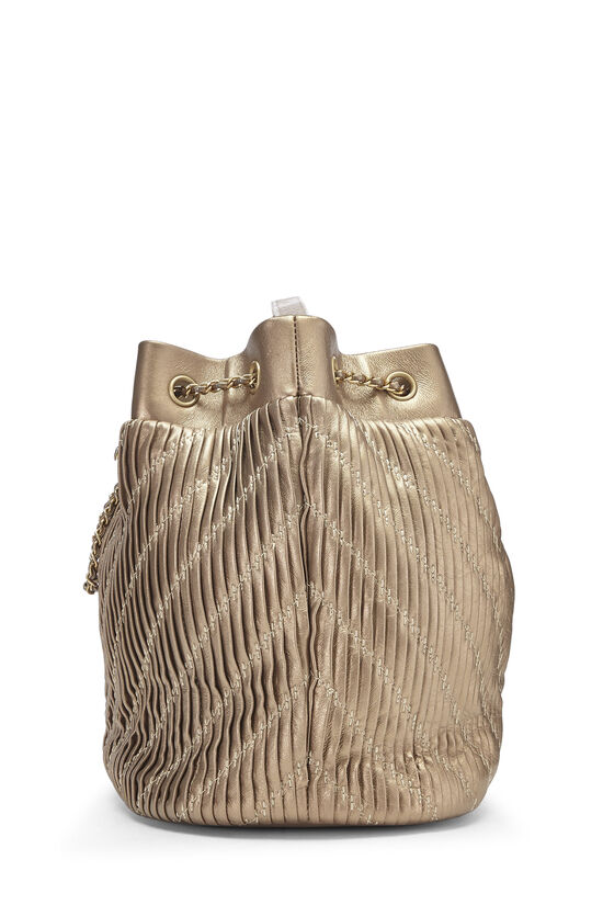Gold Calfskin Coco Pleats Bucket Bag, , large image number 4