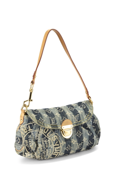 Blue Monogram Raye Denim Pleaty Mini, , large