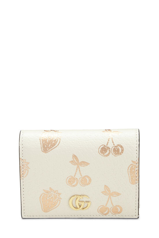 White Leather Fruit 'GG' Marmont Card Case, , large image number 0
